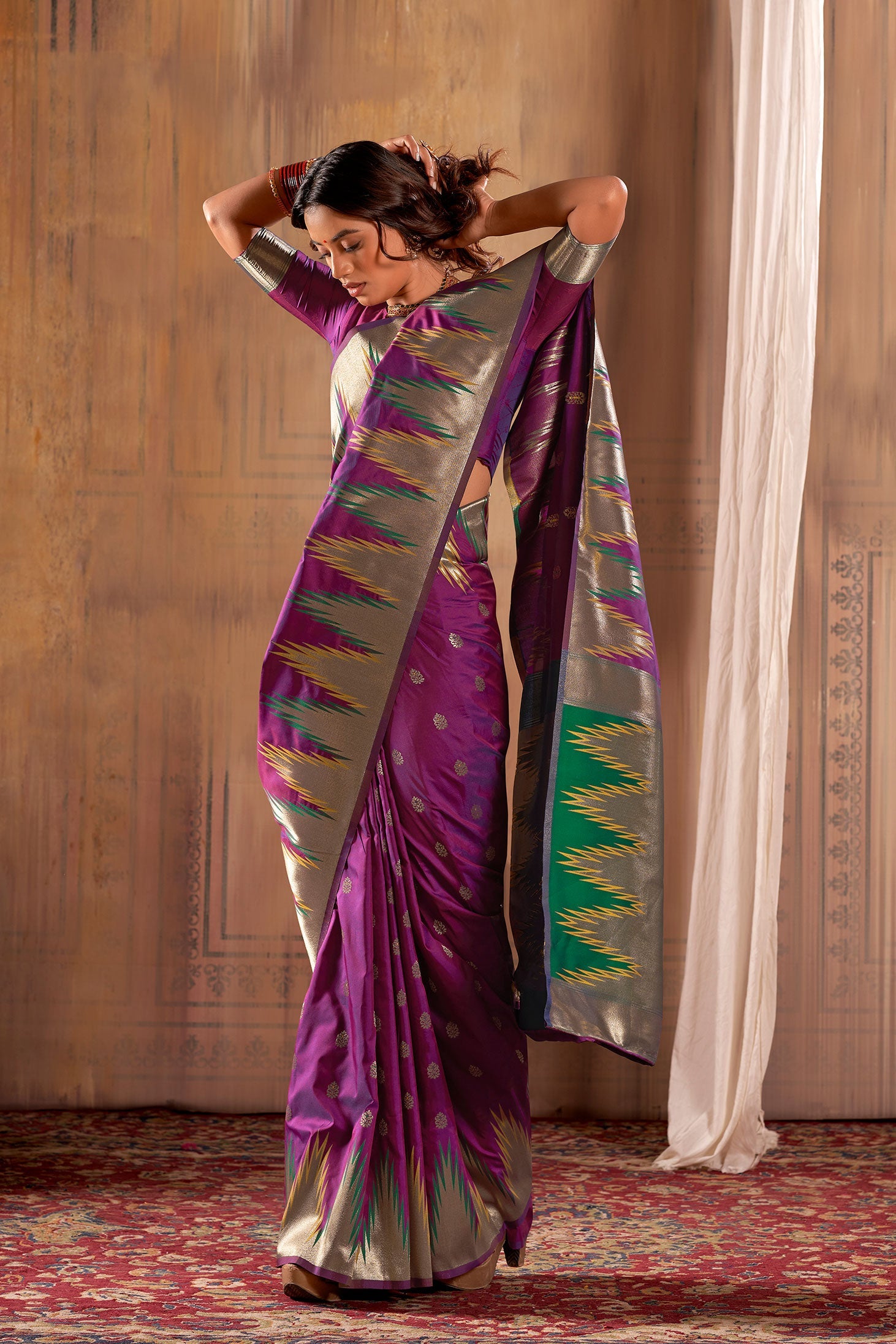 Purple Banarasi Silk Saree-ZB130802_3
