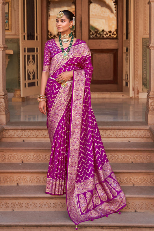 Purple Banarasi Silk Saree-ZB130831_1