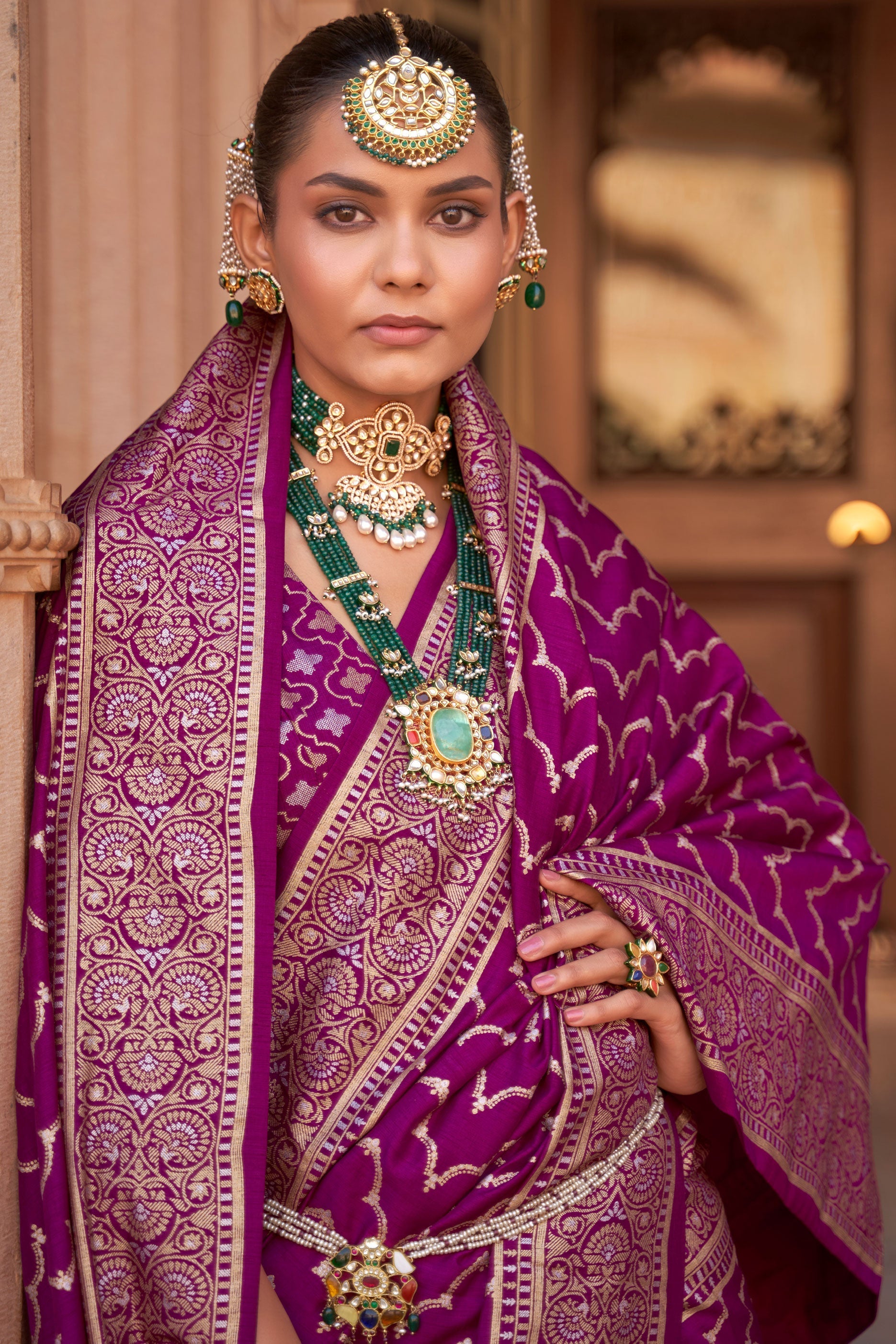 Purple Banarasi Silk Saree-ZB130831_2