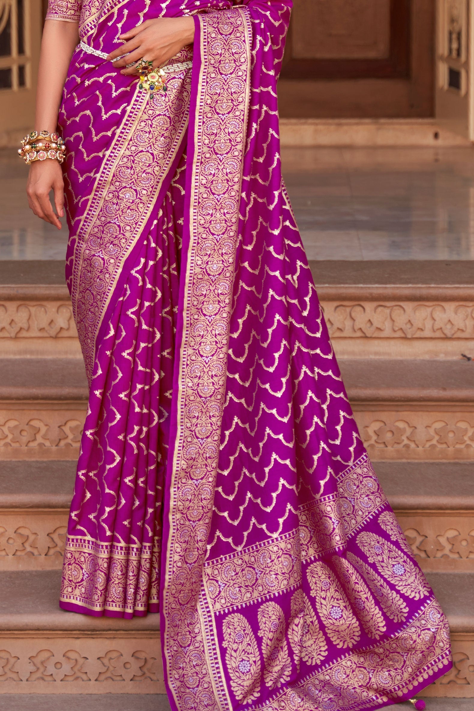 Purple Banarasi Silk Saree-ZB130831_3