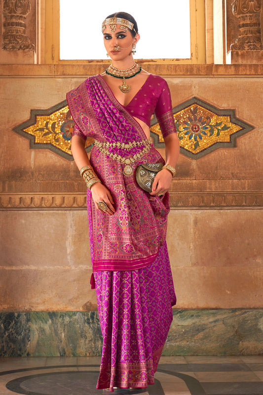 Purple Banarasi Silk Saree-ZB131001_1