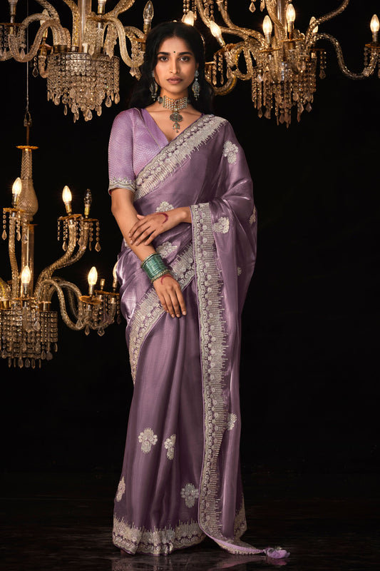 Purple Embroidered Organza Silk Saree-ZB130856_1