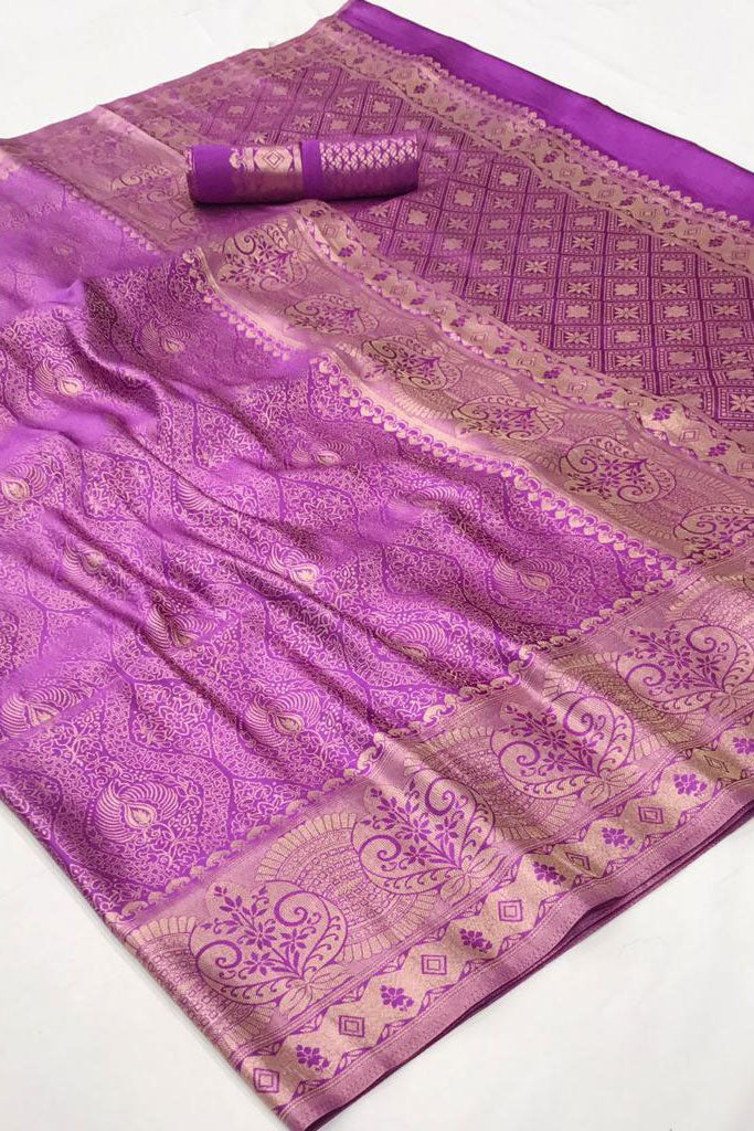 Purple Woven Satin Saree-ZB140105_3