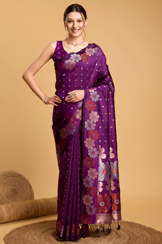 Purple Woven Silk Saree-ZB130508_1