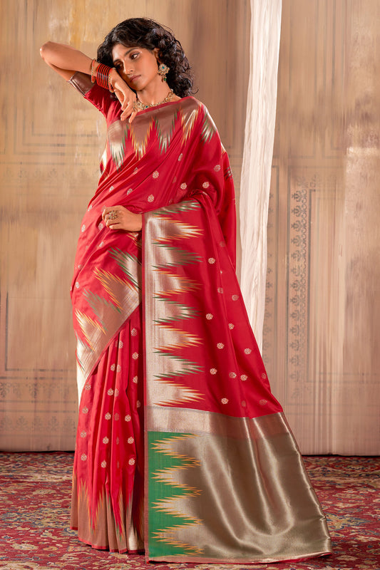 Red Banarasi Silk Saree-ZB130801_1