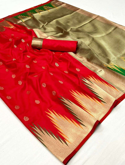 Red Banarasi Silk Saree-ZB130801_3