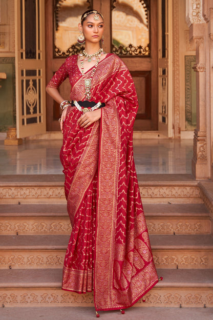 Red Banarasi Silk Saree-ZB130832_1