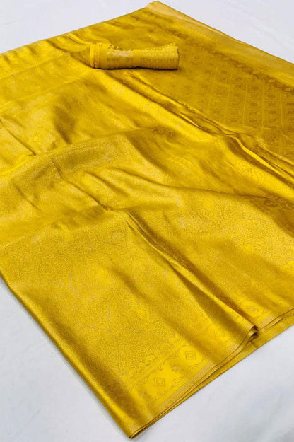 Yellow Woven Satin Saree-ZB140102_3