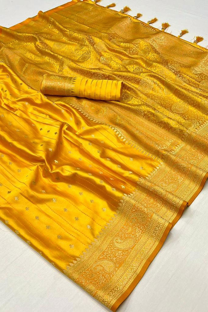 Yellow Woven Satin Silk Saree-ZB140518_3