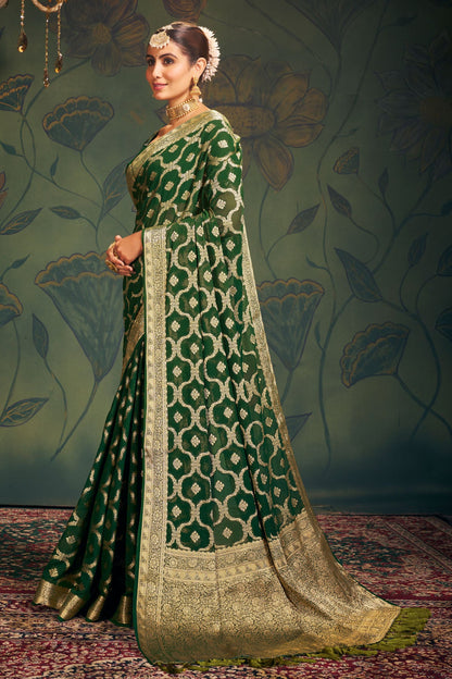 Green Georgette Banarasi Saree-ZB130288-4