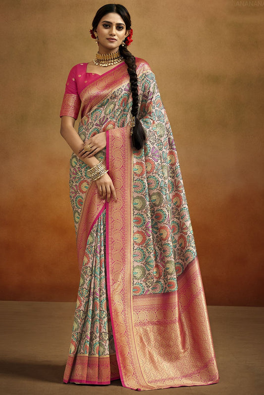 Multicolor Banarasi Silk Saree-ZB130436_1