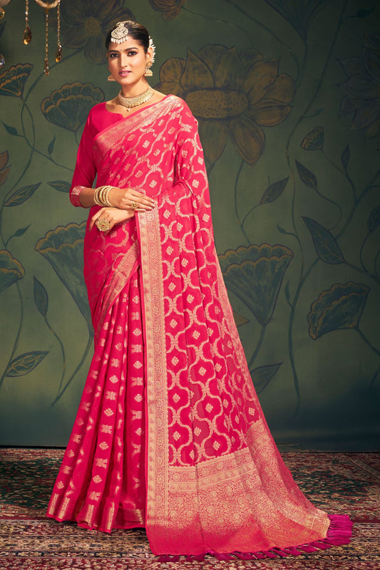 Pink Georgette Banarasi Saree-ZB130289-1