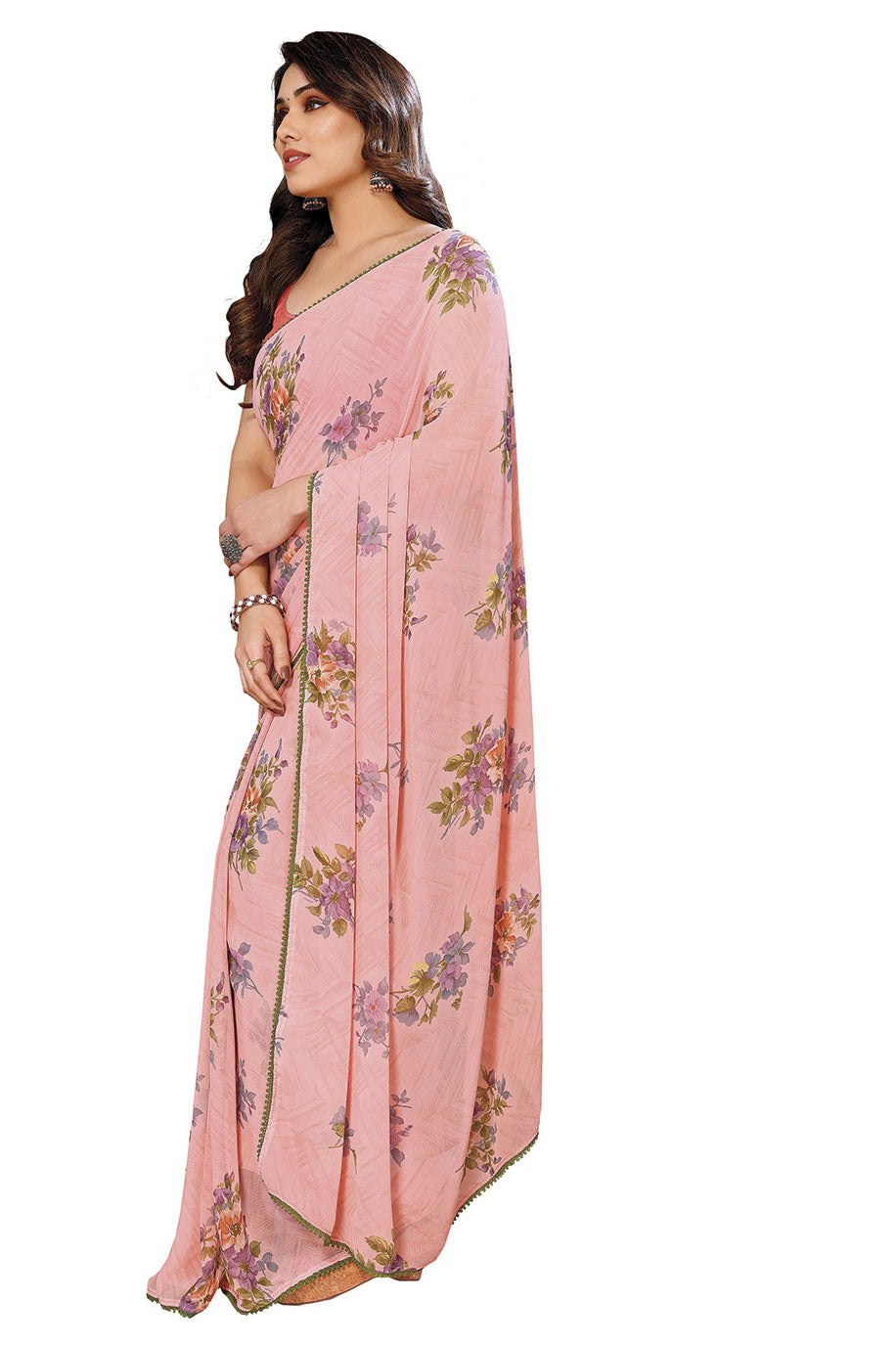 Pink Readymade Georgette Saree-ZB130402-2