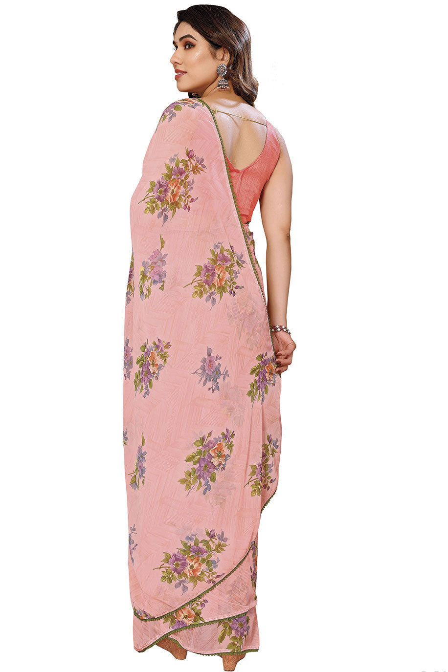 Pink Readymade Georgette Saree-ZB130402-3