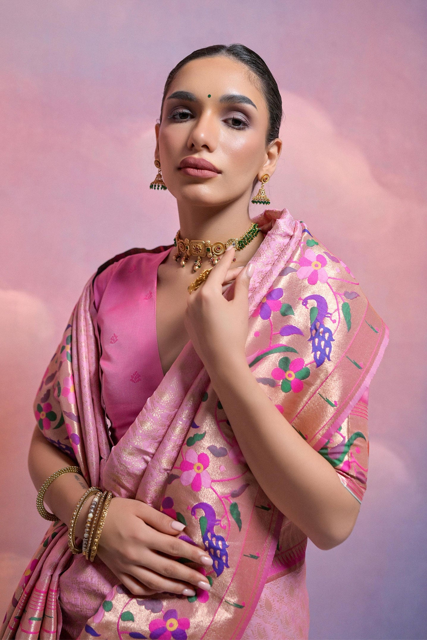 Pink Paithani Silk Saree-ZB130277-2