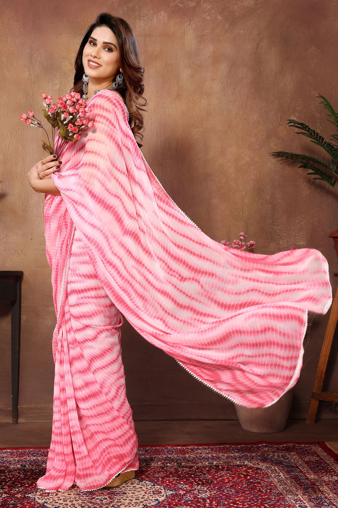 Pink Readymade Georgette Saree-ZB130424-2