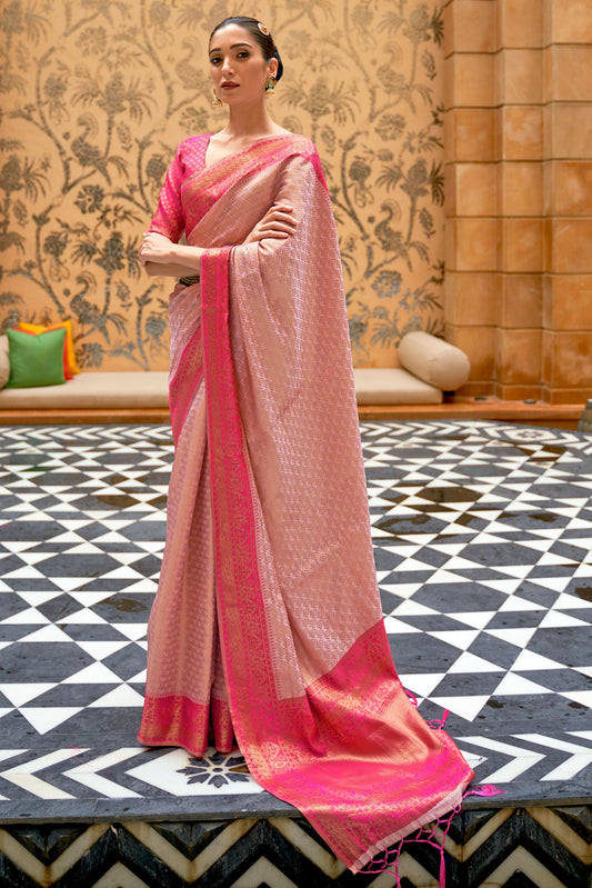 Pink Woven Silk Saree-ZB140093_1