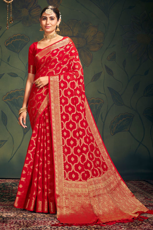 Red Georgette Banarasi Saree-ZB130290-1