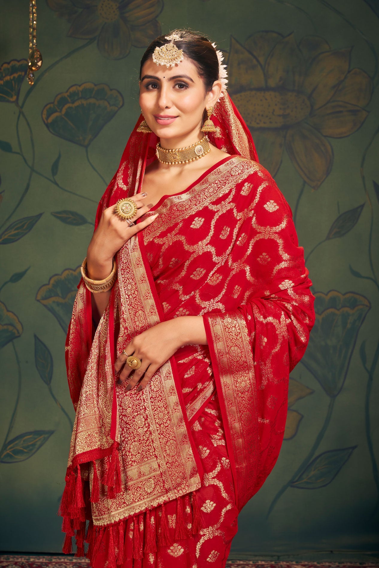 Red Georgette Banarasi Saree-ZB130290-2