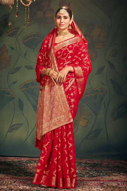 Red Georgette Banarasi Saree-ZB130290-4