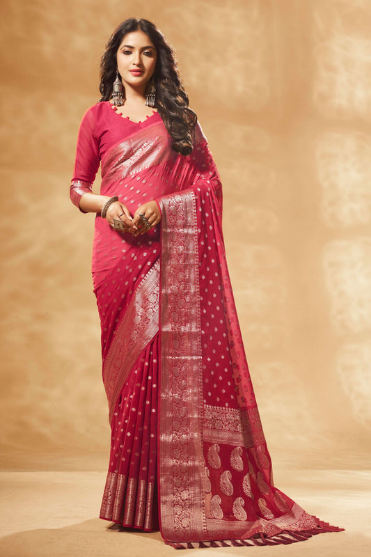 Red Georgette Banarasi Saree-ZB130301-1